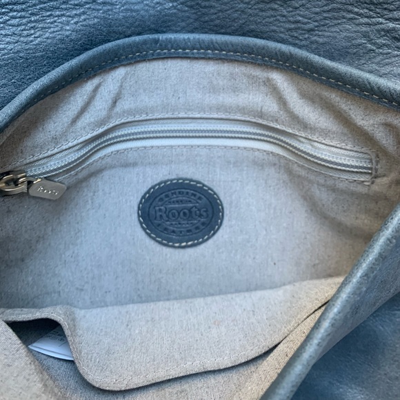 Roots Denim Blue Leather Cross Body Bag - Picture 2 of 3